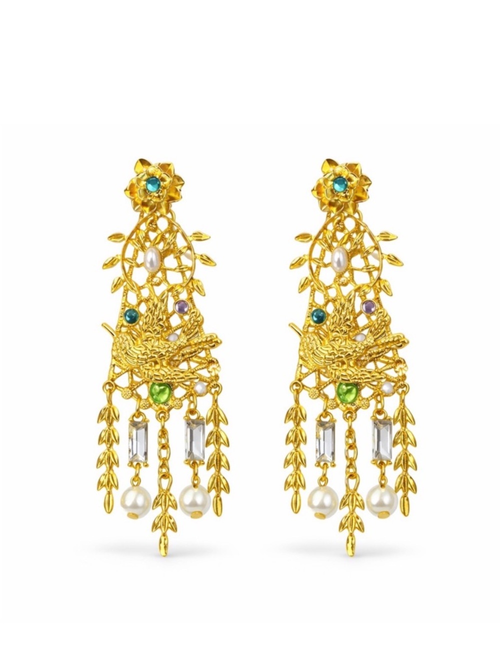 Gold Floral Cascade Earrings